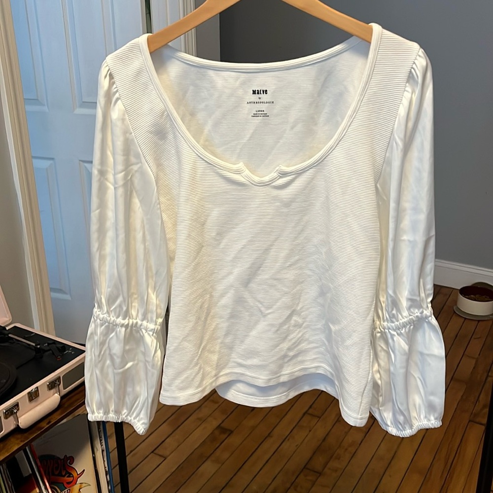 Anthropology Maeve white blouse size large